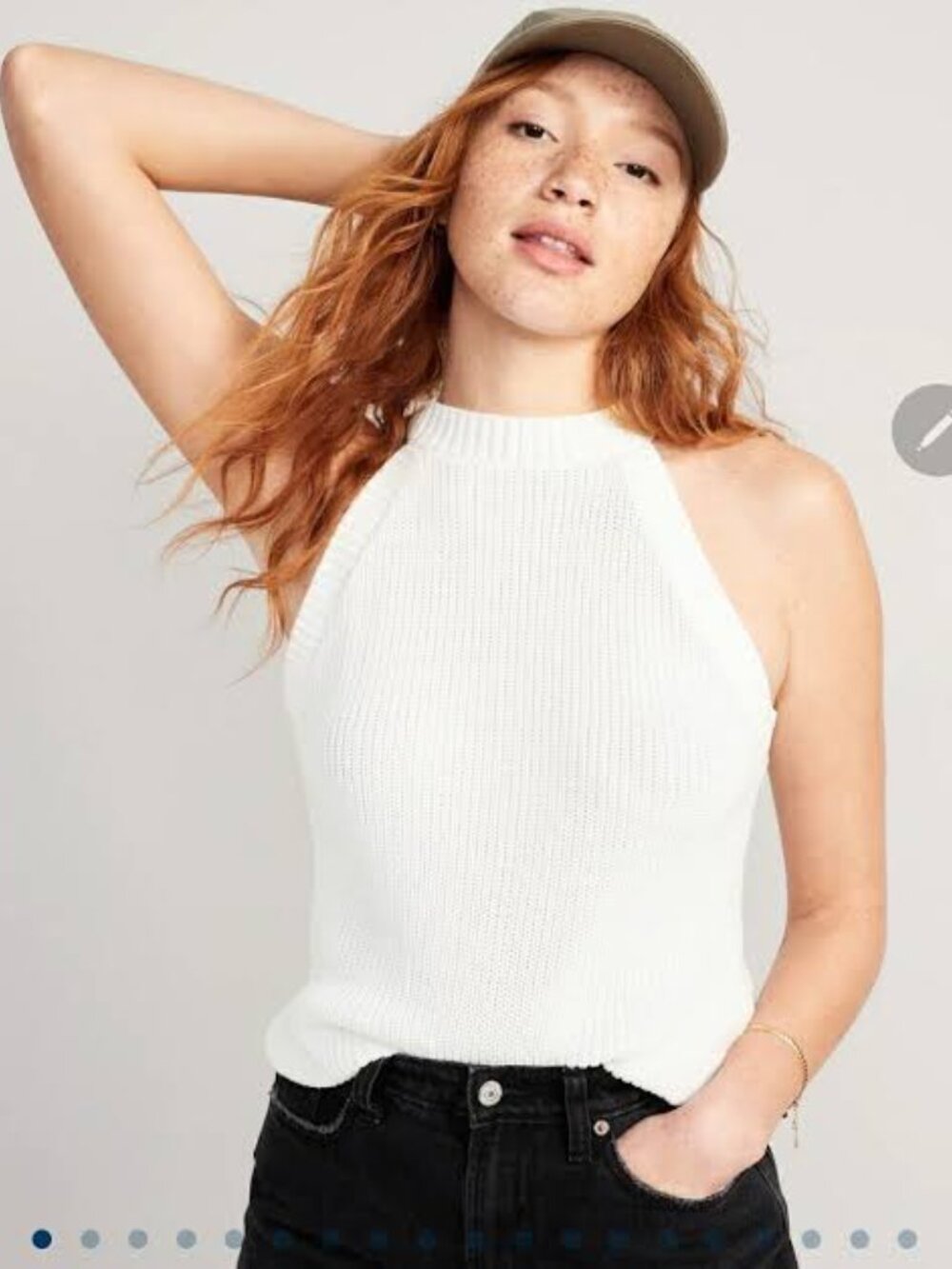 Old Navy White Ribbed Mock Neck Sweater Tank Coastal Grandmother | Size Large